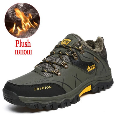 Cizme de zăpadă pentru bărbați de iarnă Cizme pentru bărbați calde de pluș Pantofi din piele impermeabili Cizme de motocicletă pentru bărbați fierbinți Cizme de iarnă pentru bărbați în aer liber