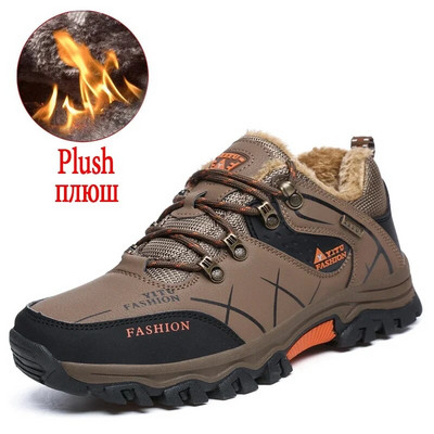 Cizme de zăpadă pentru bărbați de iarnă Cizme pentru bărbați calde de pluș Pantofi din piele impermeabili Cizme de motocicletă pentru bărbați fierbinți Cizme de iarnă pentru bărbați în aer liber