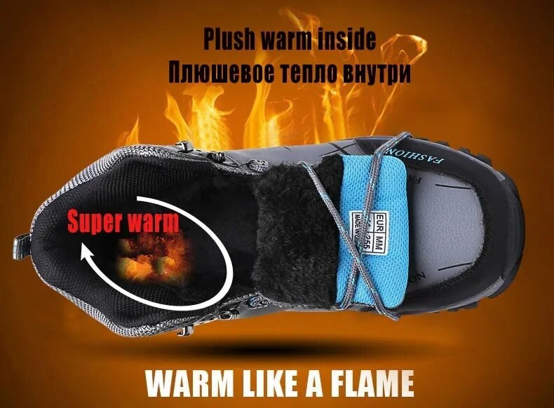 Cizme de zăpadă pentru bărbați de iarnă Cizme pentru bărbați calde de pluș Pantofi din piele impermeabili Cizme de motocicletă pentru bărbați fierbinți Cizme de iarnă pentru bărbați în aer liber