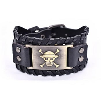 Μοντέρνα Vintage φαρδιά δερμάτινα βραχιόλια Viking Skull Charm Ανδρικά βραχιόλια Νέα μόδα κοσμήματα Hip Hop Punk Δώρα για πάρτι