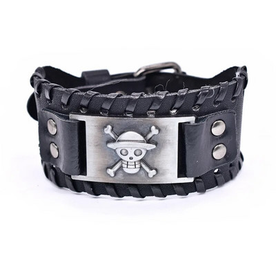 Μοντέρνα Vintage φαρδιά δερμάτινα βραχιόλια Viking Skull Charm Ανδρικά βραχιόλια Νέα μόδα κοσμήματα Hip Hop Punk Δώρα για πάρτι