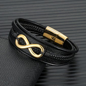 MKENDN vienkārša stila daudzkrāsu bezgalības rokassprādze nerūsējošā tērauda vīriešu daudzslāņu ādas ar rokām austas rotaslietas draudzības dāvanas