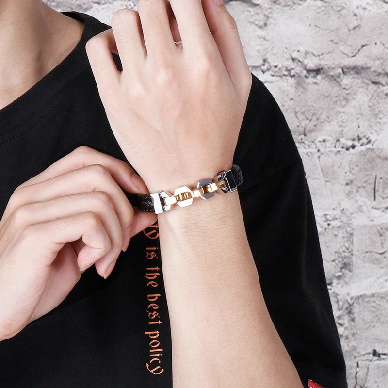 Draudzība vīrietis rokassprādzes no nerūsējošā tērauda pītas īstas ādas aproce zēniem aproce rokassprādze vīriešu rotaslietas dāvanas puisim