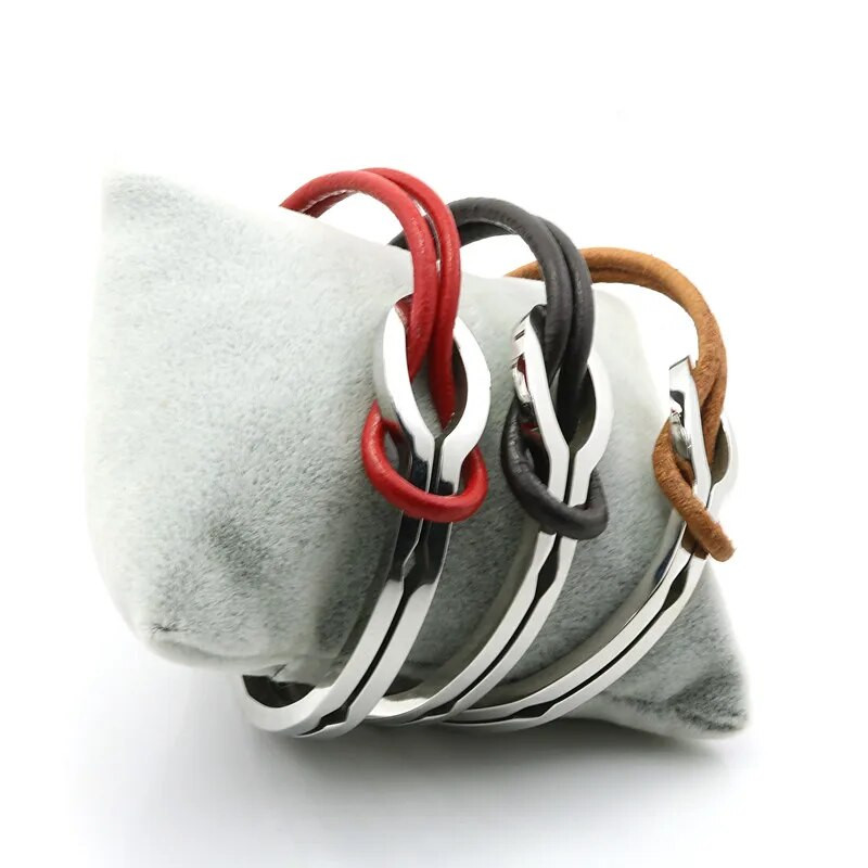 JOVO 3Color augstas kvalitātes ādas rokassprādzes vīriešiem dzimšanas dienas dāvanām modes nerūsējošā tērauda aizdares rokassprādzes vīriešu rokassprādzes rotaslietas