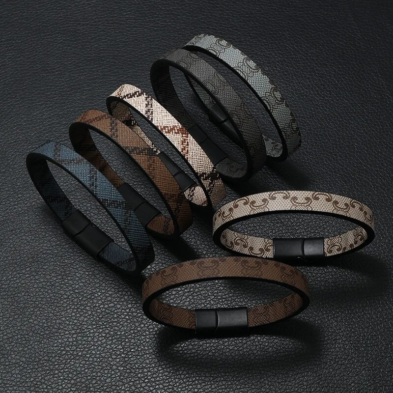 Modernas ādas rokassprādzes Vīriešu nerūsējošā tērauda daudzslāņu pītas virves rokassprādzes vīriešiem Rotaslietas Pulsera Hombre