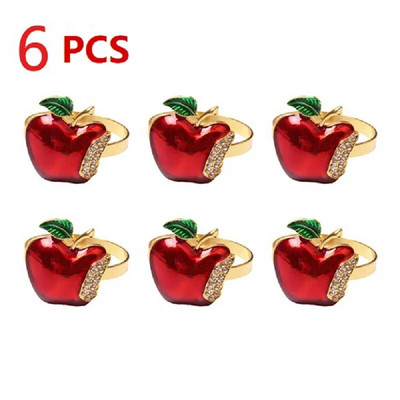 Promóció! 6db almás szalvéta gyűrűk, fémbevonatú Apple vintage szalvéta gyűrű csattartó étkezőasztal dekorációhoz