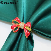 8Gb Red Bowknot salvešu gredzeni Butterfly Daisy ziedu salvešu turētājs Pateicības Ziemassvētku kāzu ballītes galda dekorēšanai HWE30