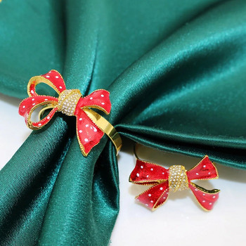 8 τμχ Κόκκινο παπιγιόν δαχτυλίδια χαρτοπετσέτας πεταλούδα μαργαρίτα λουλούδι για χαρτοπετσέτα για την Ημέρα των Ευχαριστιών Διακόσμηση τραπεζιού γάμου Χριστουγέννων HWE30