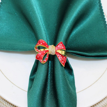 8 τμχ Κόκκινο παπιγιόν δαχτυλίδια χαρτοπετσέτας πεταλούδα μαργαρίτα λουλούδι για χαρτοπετσέτα για την Ημέρα των Ευχαριστιών Διακόσμηση τραπεζιού γάμου Χριστουγέννων HWE30
