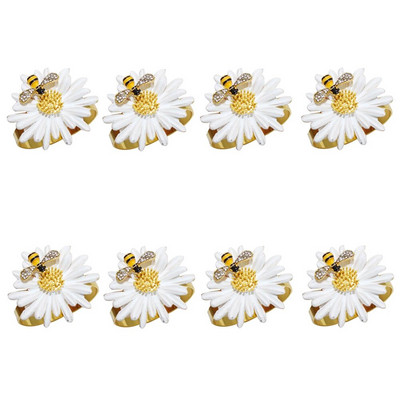 8Gb Red Bowknot salvešu gredzeni Butterfly Daisy ziedu salvešu turētājs Pateicības Ziemassvētku kāzu ballītes galda dekorēšanai HWE30