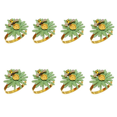 8Gb Red Bowknot salvešu gredzeni Butterfly Daisy ziedu salvešu turētājs Pateicības Ziemassvētku kāzu ballītes galda dekorēšanai HWE30