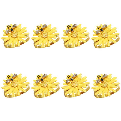 8Gb Red Bowknot salvešu gredzeni Butterfly Daisy ziedu salvešu turētājs Pateicības Ziemassvētku kāzu ballītes galda dekorēšanai HWE30