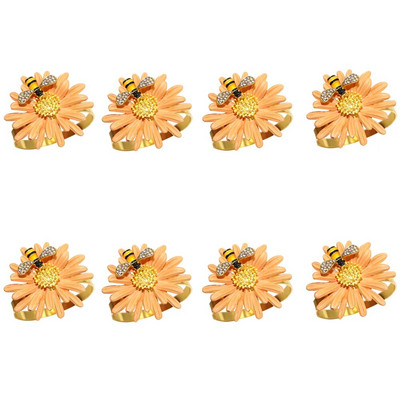 8Gb Red Bowknot salvešu gredzeni Butterfly Daisy ziedu salvešu turētājs Pateicības Ziemassvētku kāzu ballītes galda dekorēšanai HWE30