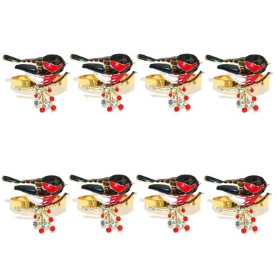 8Gb Red Bowknot salvešu gredzeni Butterfly Daisy ziedu salvešu turētājs Pateicības Ziemassvētku kāzu ballītes galda dekorēšanai HWE30