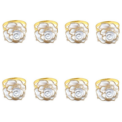 8Gb Red Bowknot salvešu gredzeni Butterfly Daisy ziedu salvešu turētājs Pateicības Ziemassvētku kāzu ballītes galda dekorēšanai HWE30