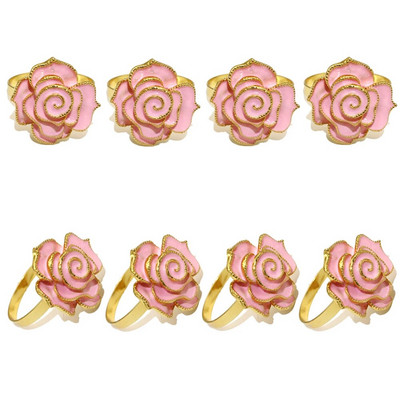 8Gb Red Bowknot salvešu gredzeni Butterfly Daisy ziedu salvešu turētājs Pateicības Ziemassvētku kāzu ballītes galda dekorēšanai HWE30