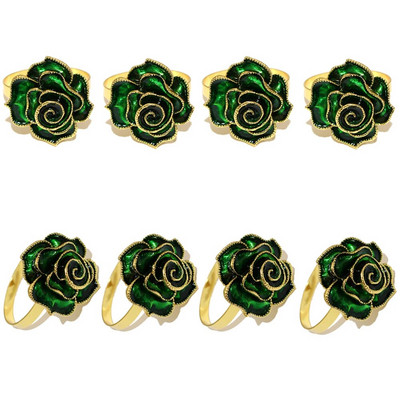 8Gb Red Bowknot salvešu gredzeni Butterfly Daisy ziedu salvešu turētājs Pateicības Ziemassvētku kāzu ballītes galda dekorēšanai HWE30