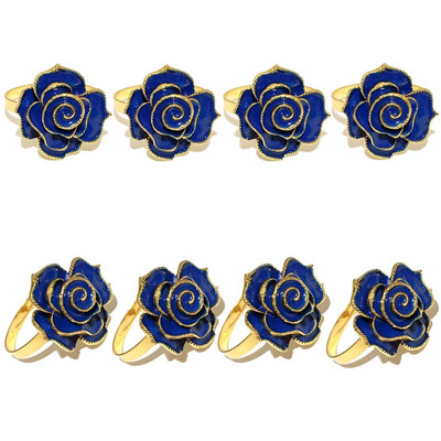 8Gb Red Bowknot salvešu gredzeni Butterfly Daisy ziedu salvešu turētājs Pateicības Ziemassvētku kāzu ballītes galda dekorēšanai HWE30