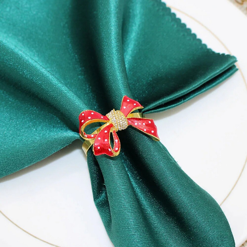 8Gb Red Bowknot salvešu gredzeni Butterfly Daisy ziedu salvešu turētājs Pateicības Ziemassvētku kāzu ballītes galda dekorēšanai HWE30