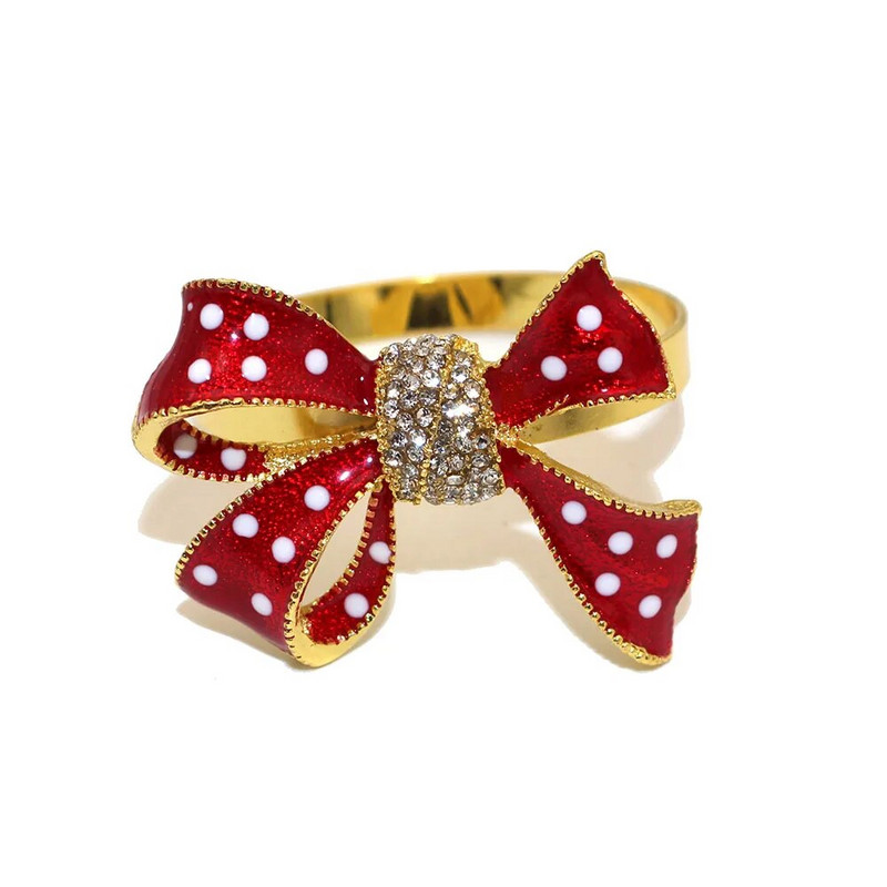 8Gb Red Bowknot salvešu gredzeni Butterfly Daisy ziedu salvešu turētājs Pateicības Ziemassvētku kāzu ballītes galda dekorēšanai HWE30