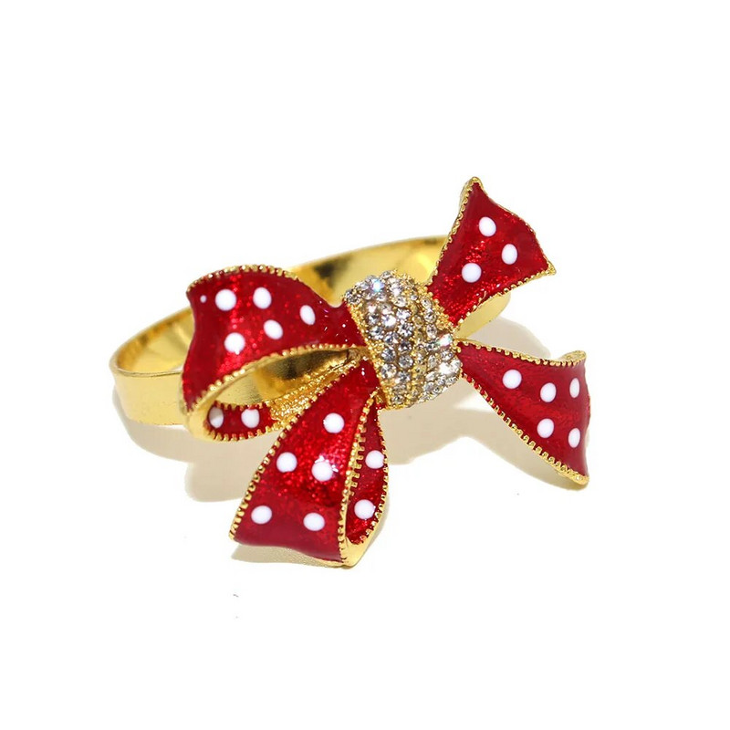 8Gb Red Bowknot salvešu gredzeni Butterfly Daisy ziedu salvešu turētājs Pateicības Ziemassvētku kāzu ballītes galda dekorēšanai HWE30