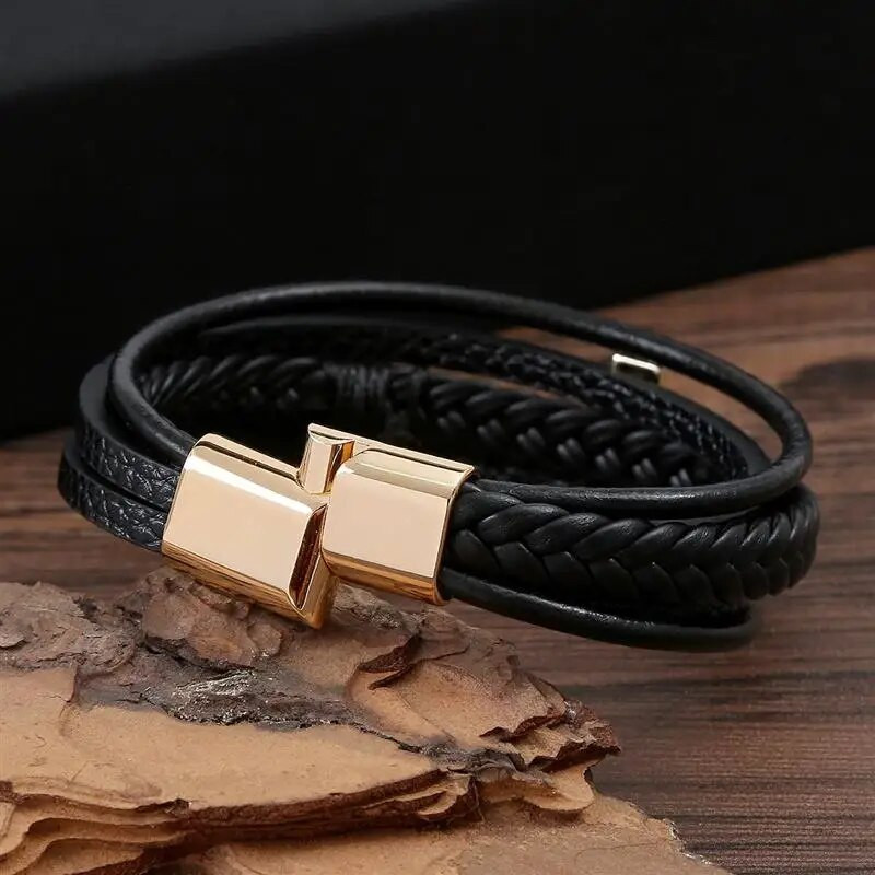 Πολύχρωμο Σταυρός Σχέδιο Κλασικό Μεταλλικό κούμπωμα Ανδρικό Δερμάτινο Βραχιόλι 19/21/23cm Επιλέξτε Όμορφα Χριστουγεννιάτικα Δώρα Ανδρικά κοσμήματα