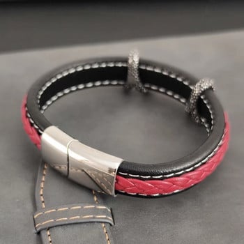 Fashion Eagle Claw Red Χειροποίητο δερμάτινο βραχιόλι από ανοξείδωτο ατσάλι Πόρπη πολλαπλών στρώσεων Βραχιόλι με μανσέτα Ανδρικά κοσμήματα Punk Rock