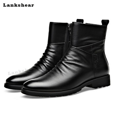 ādas vīriešu zābaki Biznesa ziemas/pavasara rāvējslēdzējs Britu potītes zābaki Vīriešu ādas zābaki Svinīgi zābaki Modeļu modes skate