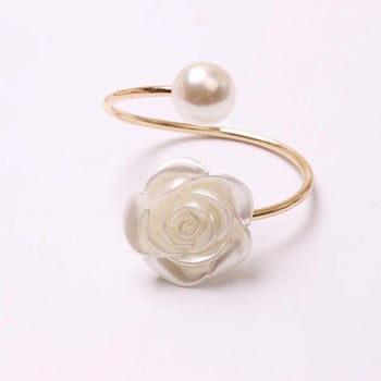 1 τεμ. Αλουμίνιο Pearl Rose Flower Θήκη χαρτοπετσέτας Floral Rhinestone Δαχτυλίδια για το πάρτι του γάμου της μητέρας Διακόσμηση τραπεζιού