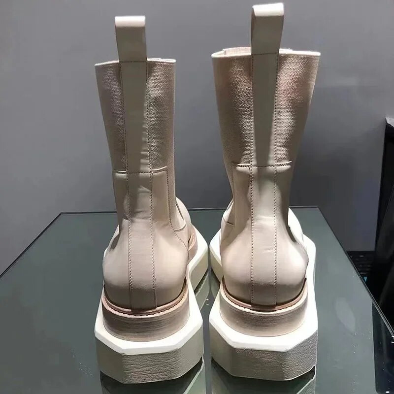 Luksusa vīriešu apavi Chelsea zābaki bieza zole platforma potītes ādas zābaki ielas modes sieviešu velosipēdistu zābaki āra darba apavi 6C