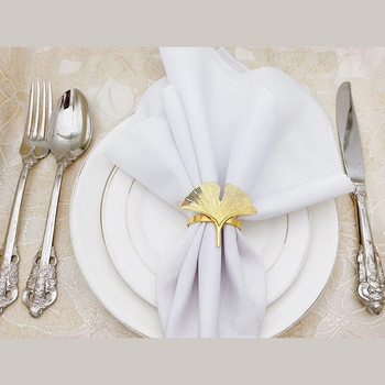6 τεμ. Ginkgo Leaves Δαχτυλίδι για αγκράφα για γαμήλιο πάρτι Διακόσμηση τραπεζιού για τη γιορτή της μητέρας