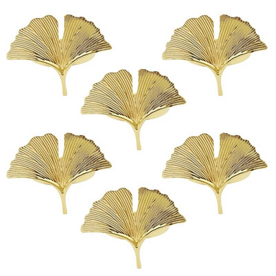 6 gab. Ginkgo lapu salvešu gredzenu sprādzes turētāji kāzu ballītei Mātes diena svinēt svētkus vakariņu galda dekorēšanai