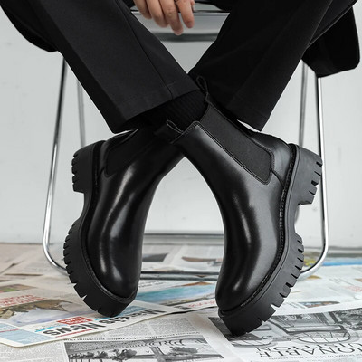 Nauji „Chelsea“ vyriški batai „Smoke Boots“ vyrams, skeltomis odinėmis ANKLE apvaliais pirštais, vyriški batai, 38-48 dydis Nemokamas pristatymas