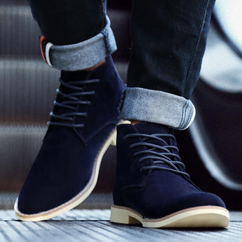 Νέες ανδρικές ψηλές μπότες Chelsea Άνοιξη φθινόπωρο άνετα επίσημα παπούτσια Ανδρικά μπλε casual μαλακά παπούτσια Oxford bottes hommes