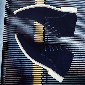 Νέες ανδρικές ψηλές μπότες Chelsea Άνοιξη φθινόπωρο άνετα επίσημα παπούτσια Ανδρικά μπλε casual μαλακά παπούτσια Oxford bottes hommes
