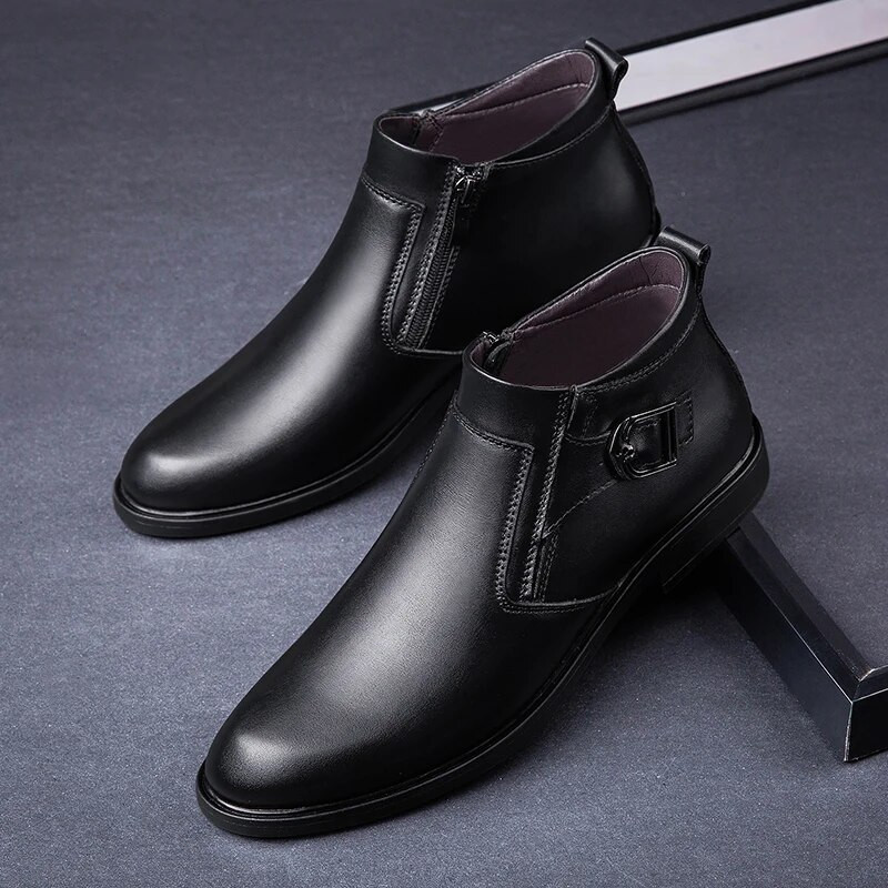 Χειμερινές μπότες Μπότες χιονιού  Ανδρικές μπότες Chelsea Ψηλά ψηλά δερμάτινα παπούτσια Μόδα πολυτελείας μάρκας χοντρή σόλα μπότες αστραγάλου