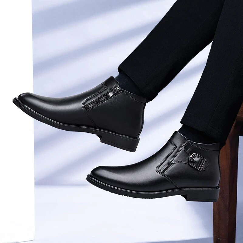 Χειμερινές μπότες Μπότες χιονιού  Ανδρικές μπότες Chelsea Ψηλά ψηλά δερμάτινα παπούτσια Μόδα πολυτελείας μάρκας χοντρή σόλα μπότες αστραγάλου