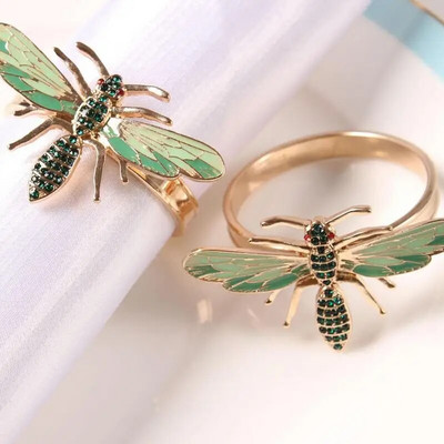 Κομψά δαχτυλίδια χαρτοπετσέτας 6 τμχ Honey Bee Dragonfly Πόρπη Πόρπη Τραπεζομάντηλα Τραπεζομάντηλα Διακοσμητικά Δαχτυλίδια τραπεζιού
