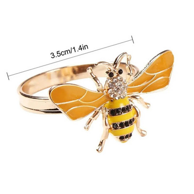 Eleganti salvešu gredzeni 6gab Honey Bee Dragonfly salvešu sprādzes pastorālā stila galda salvešu turētāji galda dekorēšanas salvešu gredzeni