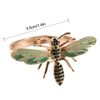 Eleganti salvešu gredzeni 6gab Honey Bee Dragonfly salvešu sprādzes pastorālā stila galda salvešu turētāji galda dekorēšanas salvešu gredzeni