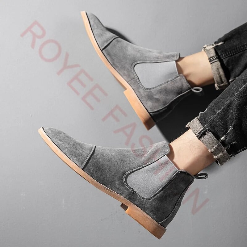 Divat Cipők Sárga Chelsea csizma Férfi Kényelem Ruha Csizmák Férfi Üzleti Cipők Férfi Velúr Bőr Cipők Zapatos Hombre Boo Boo