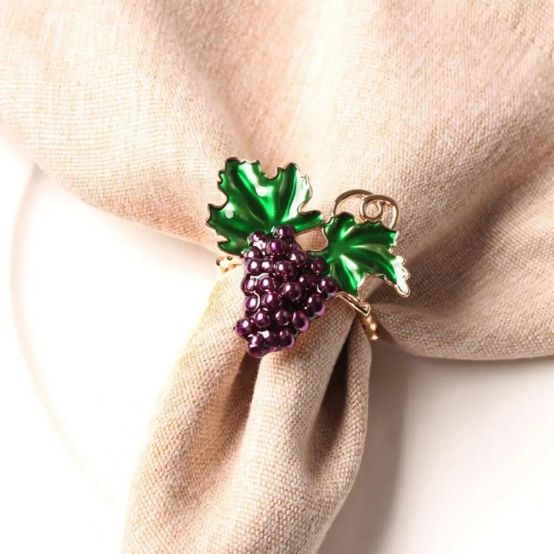 2Gb Salvešu gredzens atsvaidzinošs pusdienu galda piederumi Vasaras purpursarkano vīnogu salvešu turētājs svētku vakariņu ballītes dekorēšanai Galda dekors