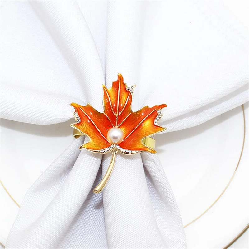 8Gb Pateicības salvešu gredzeni Kļavu lapu salvešu gredzenu turētāji rudens mājas svētku vakariņām kāzu ballīšu galda dekors ERE27