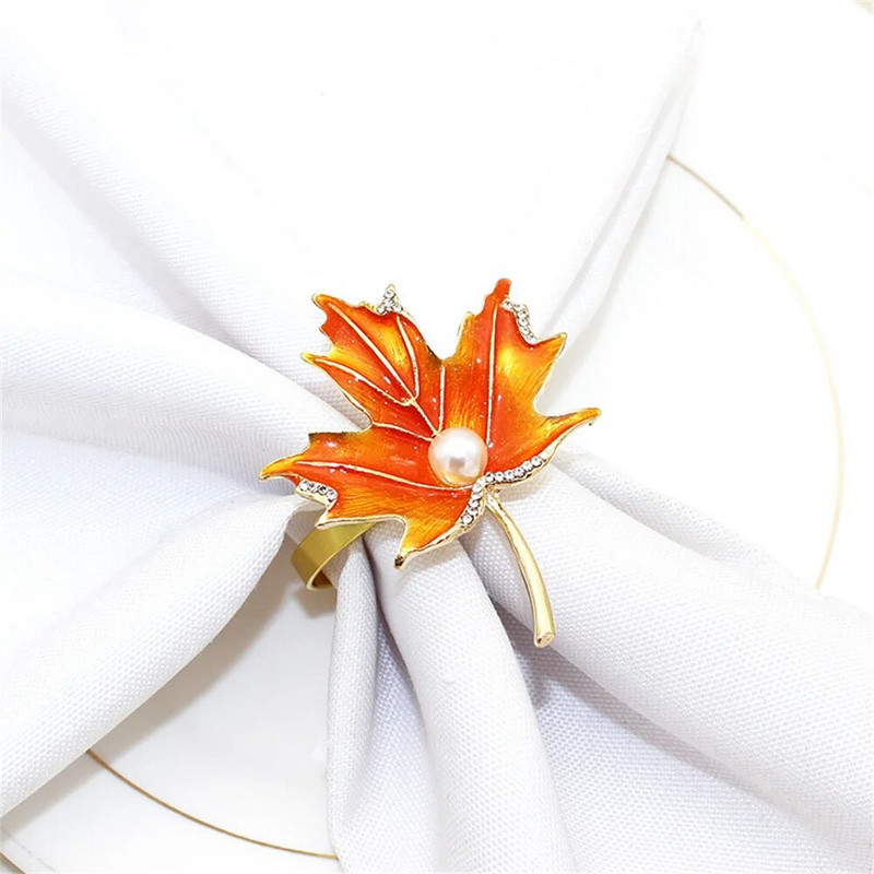 8Gb Pateicības salvešu gredzeni Kļavu lapu salvešu gredzenu turētāji rudens mājas svētku vakariņām kāzu ballīšu galda dekors ERE27