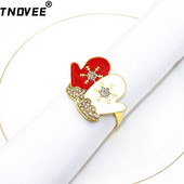 6Gb Ziemassvētku cimdi salvešu gredzeni, turētāji auduma salvetēm, galda salvete Kāzu pieņemšanas banketu dzimšanas dienas svinības