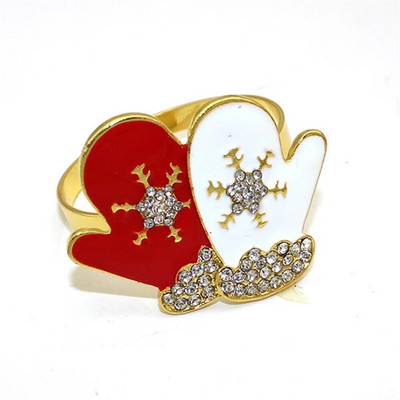 6Gb Ziemassvētku cimdi salvešu gredzeni, turētāji auduma salvetēm, galda salvete Kāzu pieņemšanas banketu dzimšanas dienas svinības