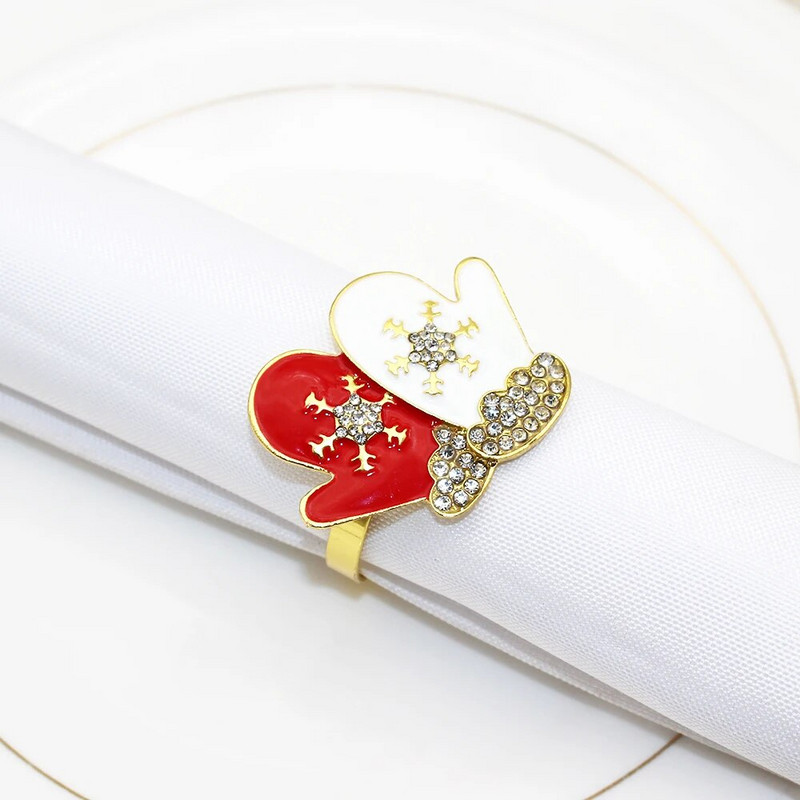 6Gb Ziemassvētku cimdi salvešu gredzeni, turētāji auduma salvetēm, galda salvete Kāzu pieņemšanas banketu dzimšanas dienas svinības