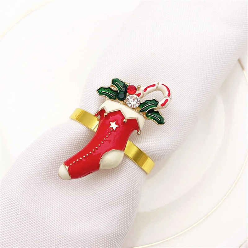 6Gb Ziemassvētku cimdi salvešu gredzeni, turētāji auduma salvetēm, galda salvete Kāzu pieņemšanas banketu dzimšanas dienas svinības