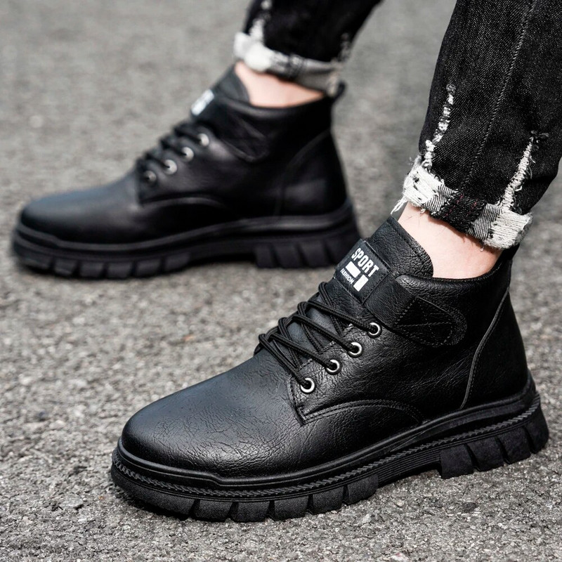 Férfi csizma kültéri motoros bőrcipő katonai férfi bokacsizma téli Martin csizma Botas Hombre férfi cipő