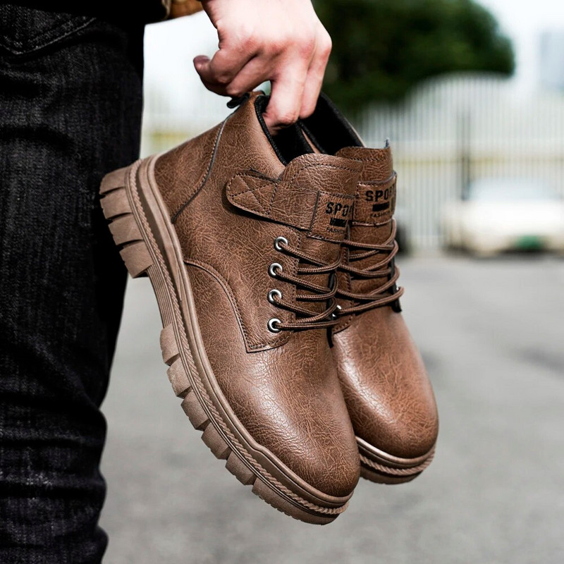Férfi csizma kültéri motoros bőrcipő katonai férfi bokacsizma téli Martin csizma Botas Hombre férfi cipő